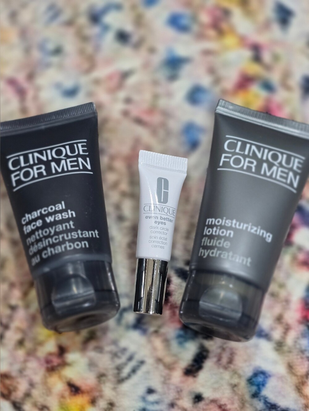 Clinique For Men Charcoal Face Wash, Moisturizing Lotion, &  Better Eyes Serum.